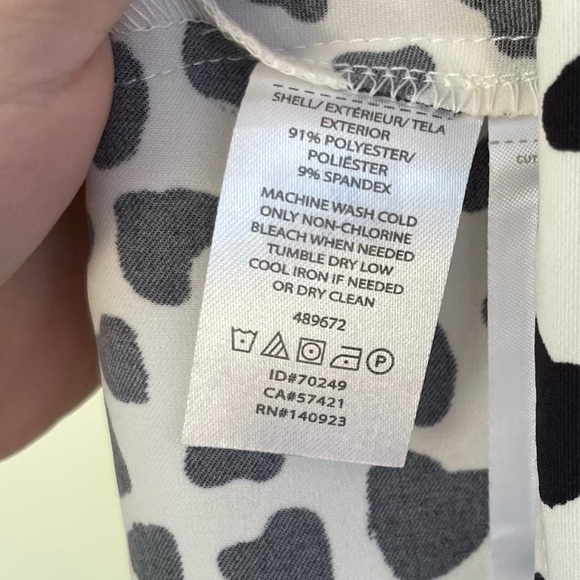 NWT LOFT Heart Print Flounce Dress Long Sleeves XXSP Cream Black - Picture 10 of 10